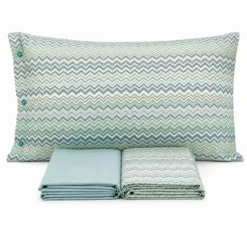 Completo Lenzuola Baia zig zag Verde Singolo