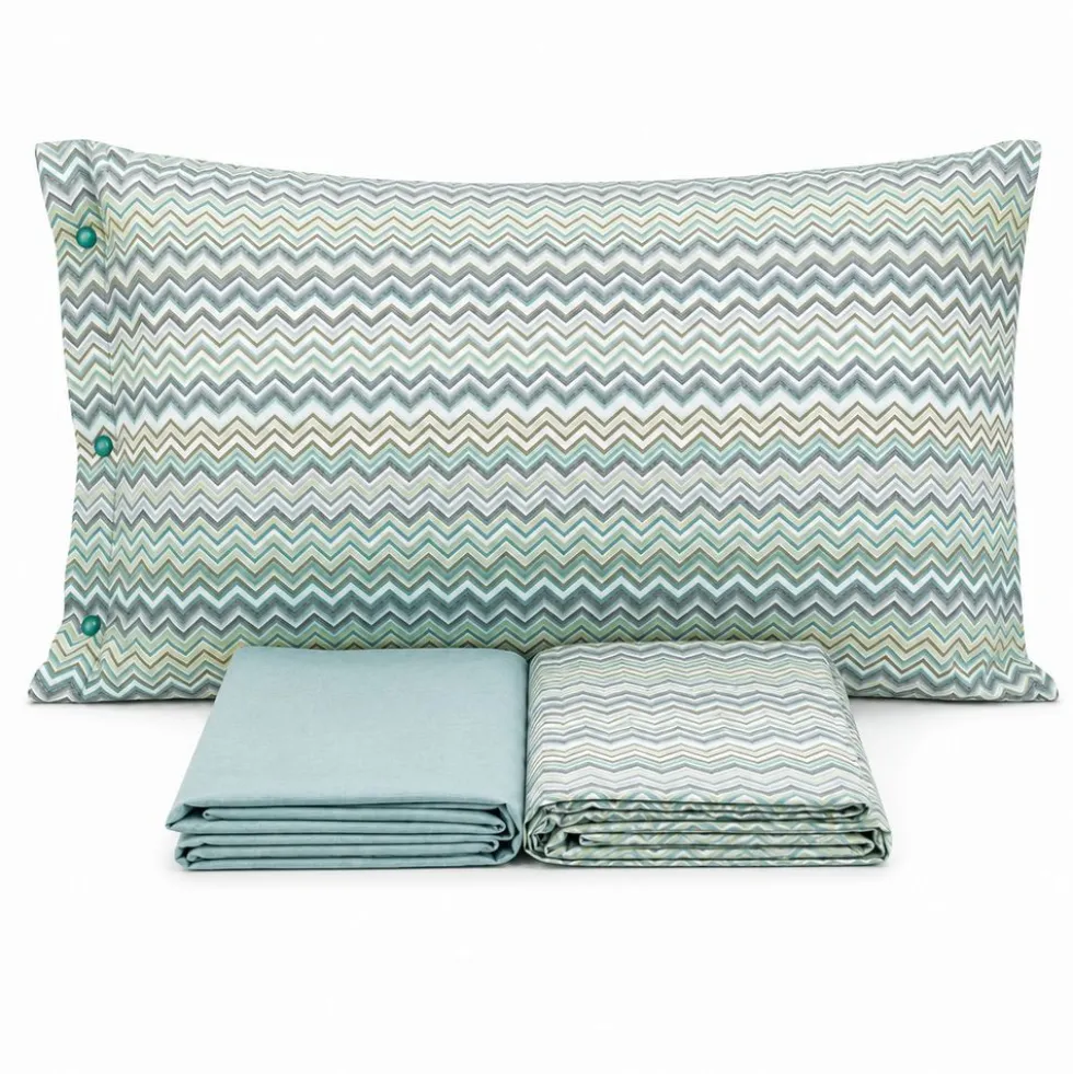 Completo Lenzuola Baia zig zag Verde Singolo