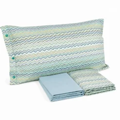 Completo Lenzuola Baia zig zag Verde Singolo