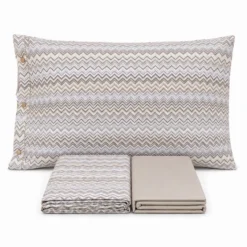 Completo Lenzuola Baia zig zag Tortora Singolo