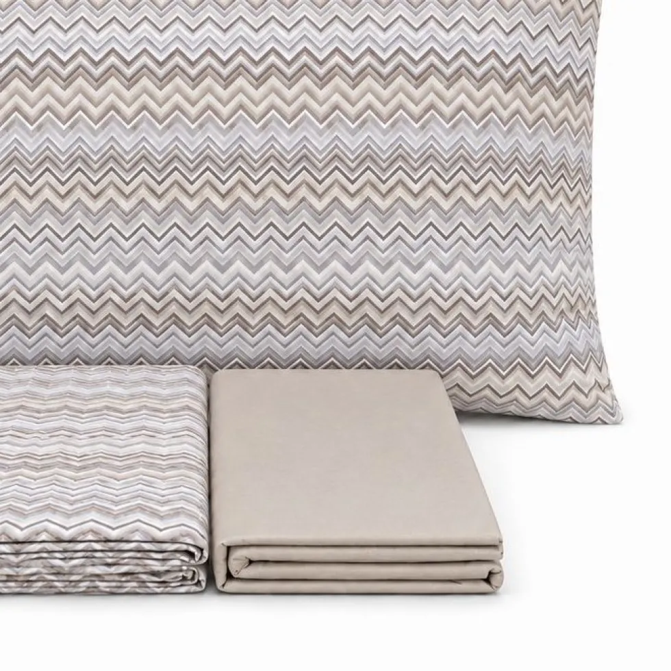 Completo Lenzuola Baia zig zag Tortora Singolo