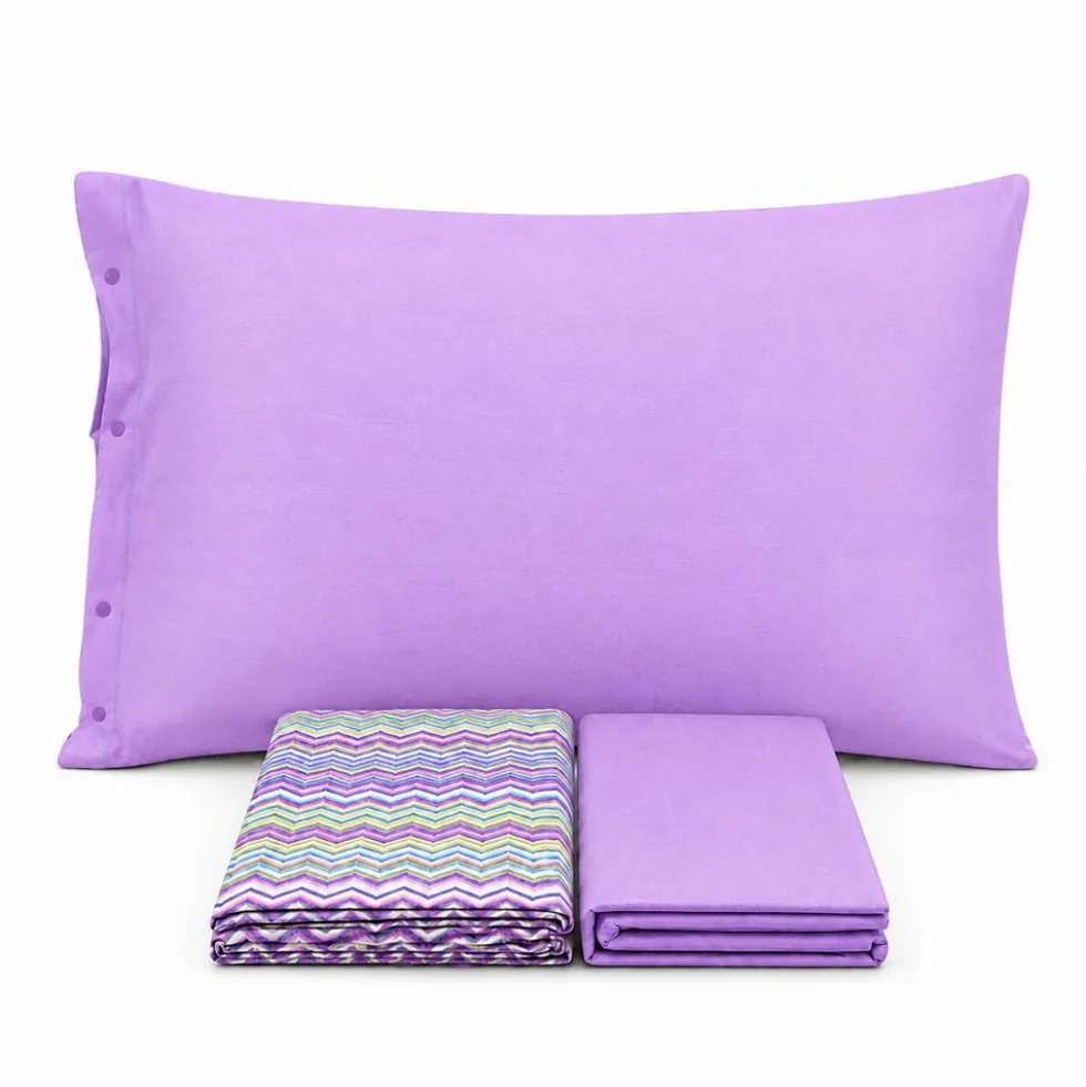 Completo Lenzuola Baia zig zag Viola Piazza e mezzo