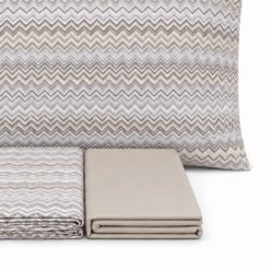 Completo Lenzuola Baia zig zag Tortora Matrimoniale