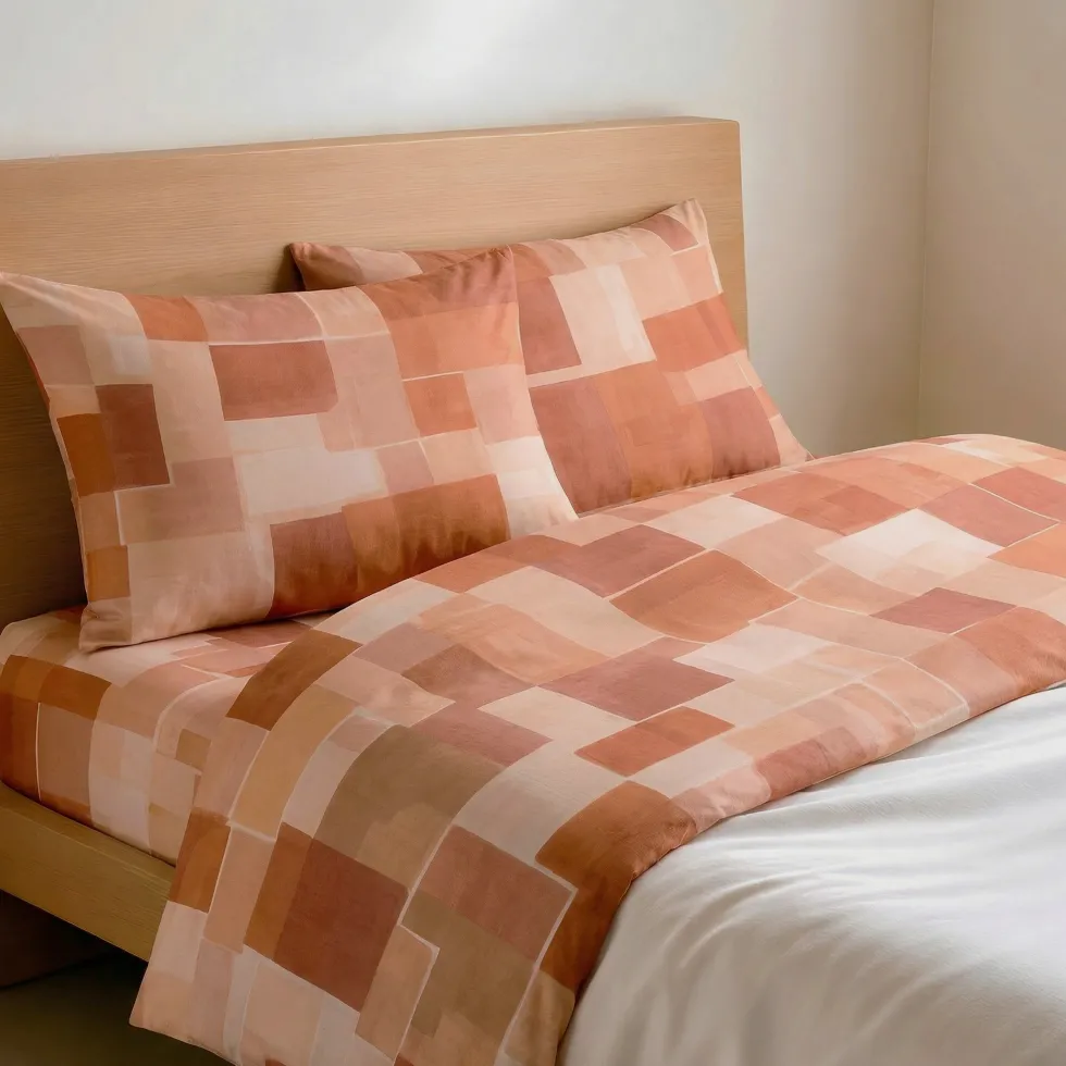 Completo Lenzuola Brick Arancio Matrimoniale