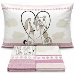 Completo Lenzuola Cagnolini rosa Matrimoniale