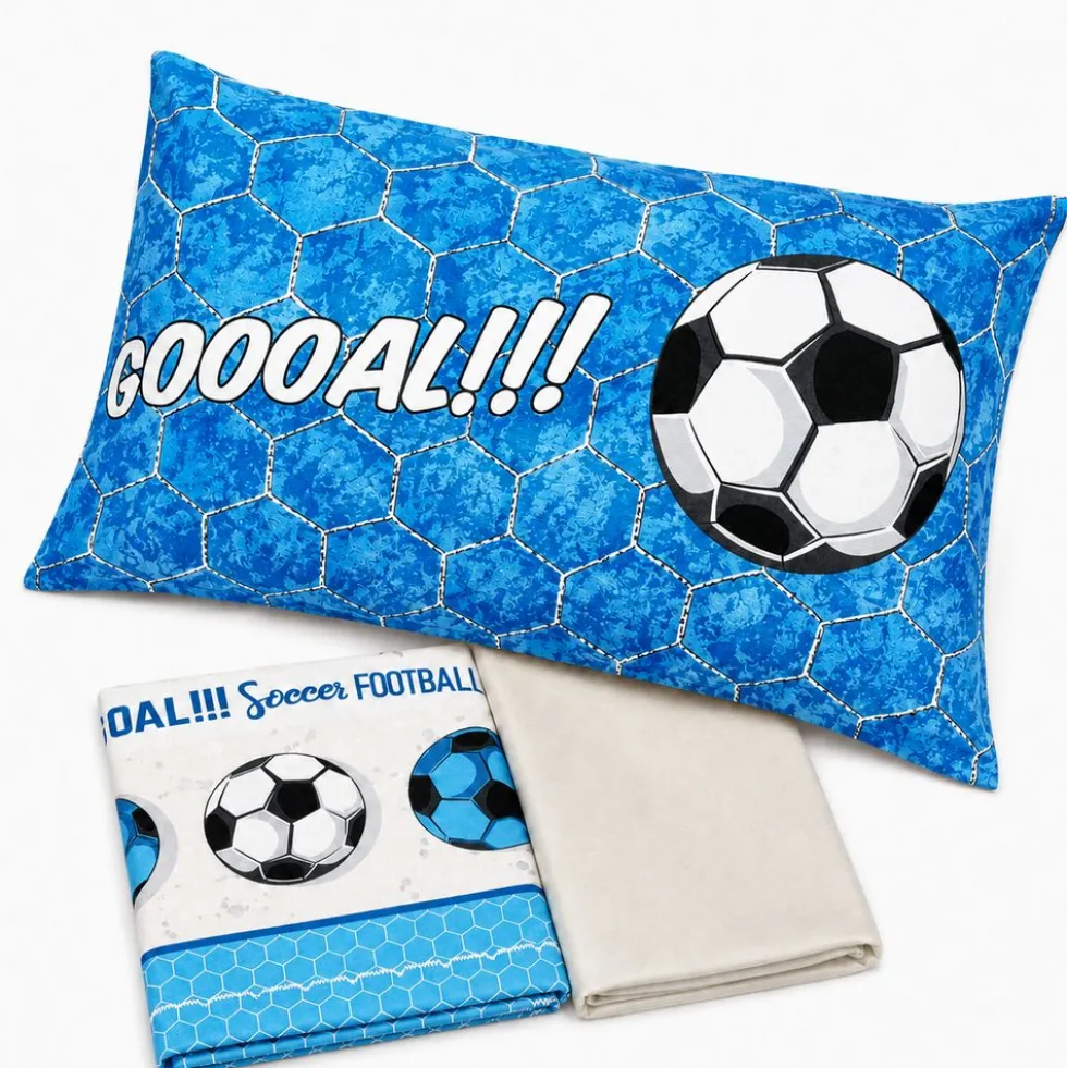 Completo Lenzuola Calcio Azzurro Piazza e mezzo