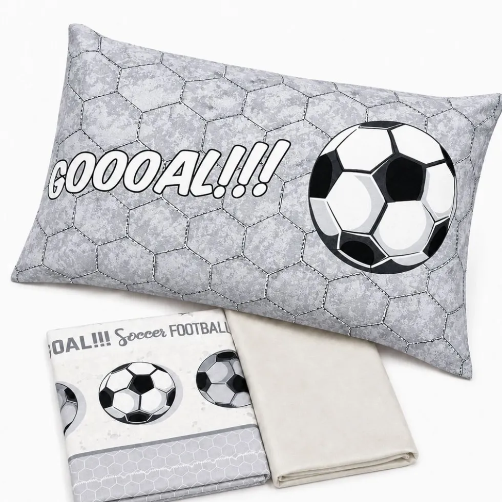 Completo Lenzuola Calcio Grigio Singolo