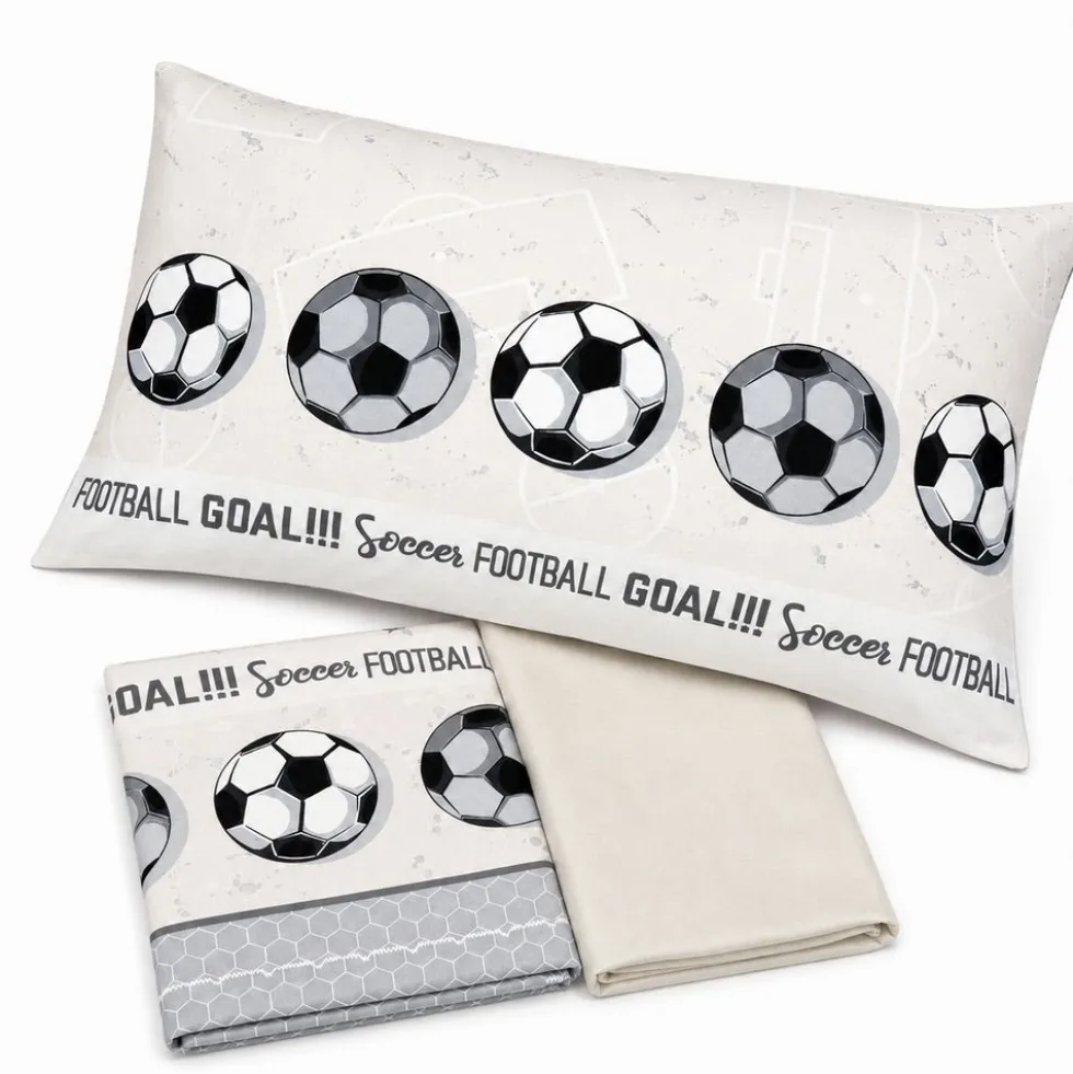 Completo Lenzuola Calcio Grigio Singolo