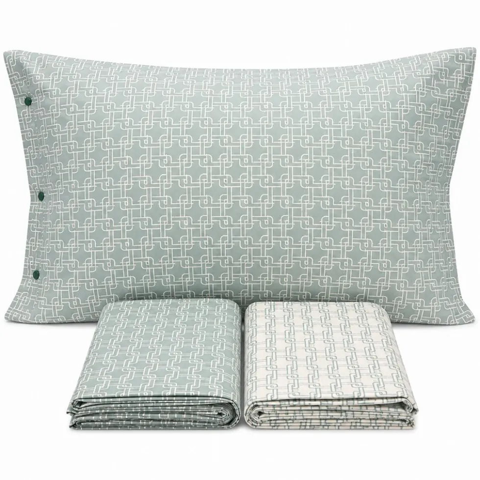 Completo Lenzuola catena verde singolo