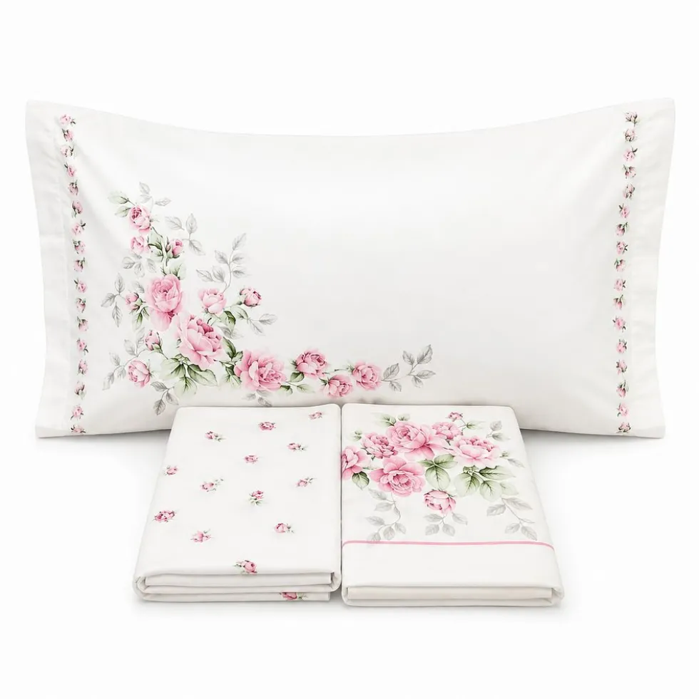 Completo Lenzuola Cloe rose rosa singolo