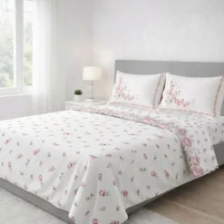 Completo Lenzuola Cloe rose rosa singolo