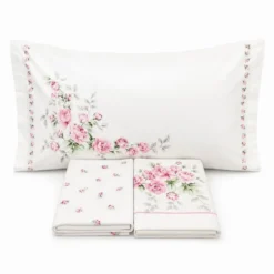 Completo Lenzuola Cloe rose rosa matrimoniale