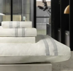 Completo Lenzuola CREOLE Bretagne Panna/Grigio Matrimoniale