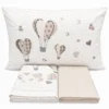Completo Lenzuola Cuori a mongolfiera beige Singolo