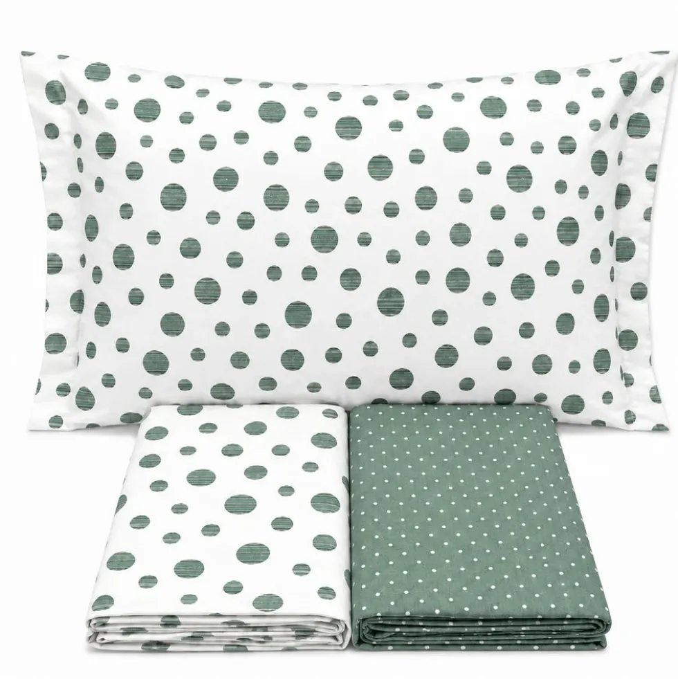 Completo Lenzuola Dandy pois verde Singolo