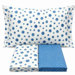 Completo Lenzuola Dandy pois azzurro Piazza e mezzo