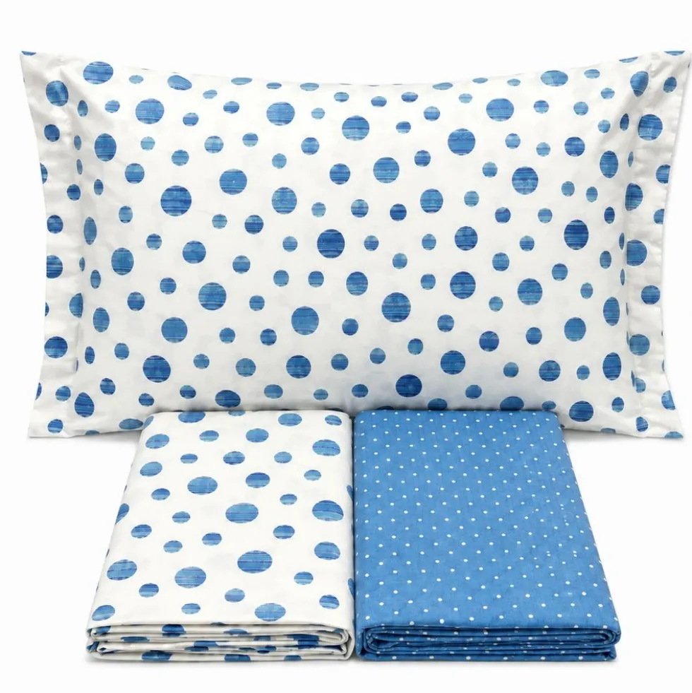 Completo Lenzuola Dandy pois azzurro Piazza e mezzo