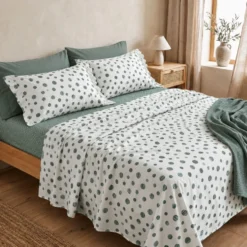 Completo Lenzuola Dandy pois verde Piazza e mezzo