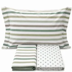 Completo Lenzuola dots e stripe verde Piazza e mezzo