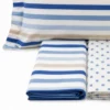 Completo Lenzuola dots e stripe azzurro Matrimoniale