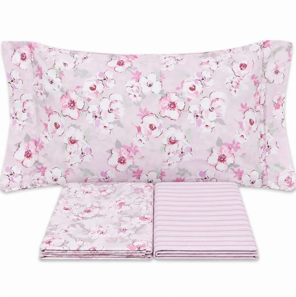 Completo Lenzuola Fiori Indie Rosa Singolo
