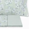 Completo Lenzuola Fiori Indie Verde Matrimoniale