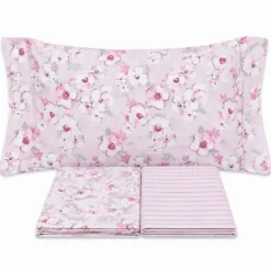 Completo Lenzuola Fiori Indie Rosa Matrimoniale