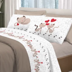 Completo Lenzuola Gattini beige Singolo