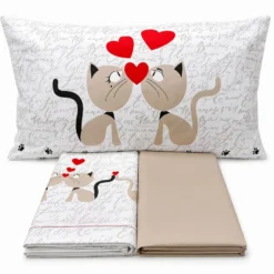 Completo Lenzuola Gattini beige Matrimoniale