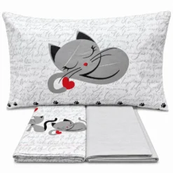 Completo Lenzuola Gattini grigi Piazza e mezzo