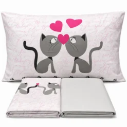 Completo Lenzuola Gattini lilla Matrimoniale