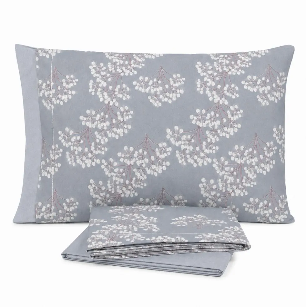 Completo Lenzuola Giusy Cavalieri Fiori di Velo Grigio Matrimoniale VAR. 36