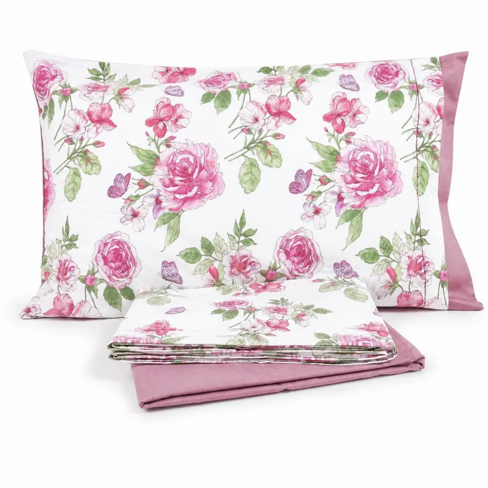 Completo Lenzuola Giusy Cavalieri Flora Malva Matrimoniale VAR. 39