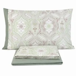Completo Lenzuola Giusy Cavalieri Arabesque Verde Matrimoniale VAR. 86