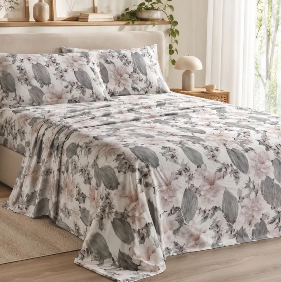Completo Lenzuola in Percalle Pashet Grigio Matrimoniale