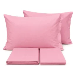Completo Lenzuola Joli Federe con bottoni Rosa Singolo