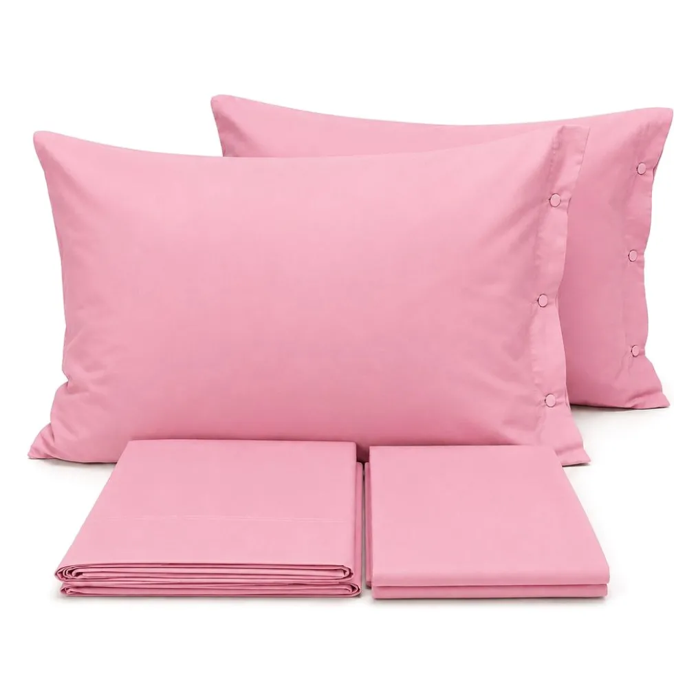 Completo Lenzuola Joli Federe con bottoni Rosa Singolo