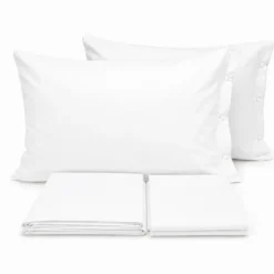 Completo Lenzuola Joli Federe con bottoni Bianco Singolo