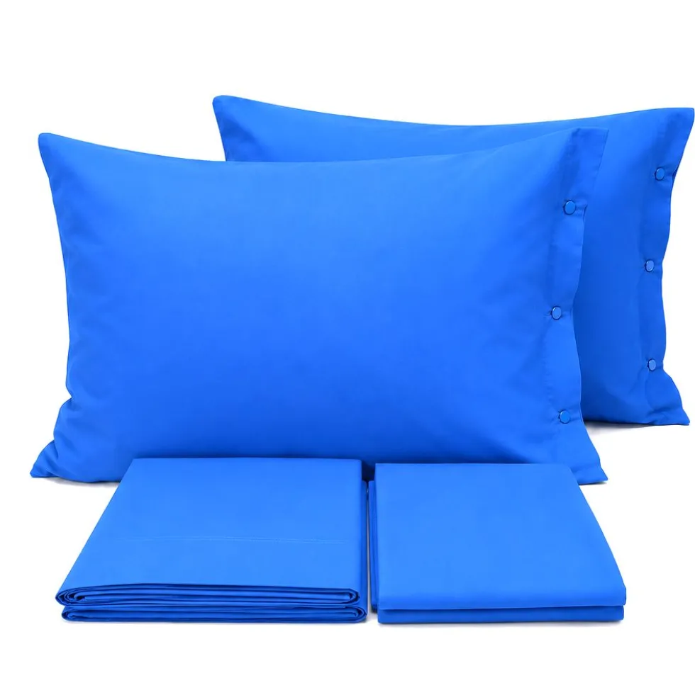 Completo Lenzuola Joli Federe con bottoni Blu avio Piazza e mezzo