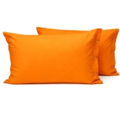 Completo Lenzuola Joli Federe con bottoni Arancio Matrimoniale