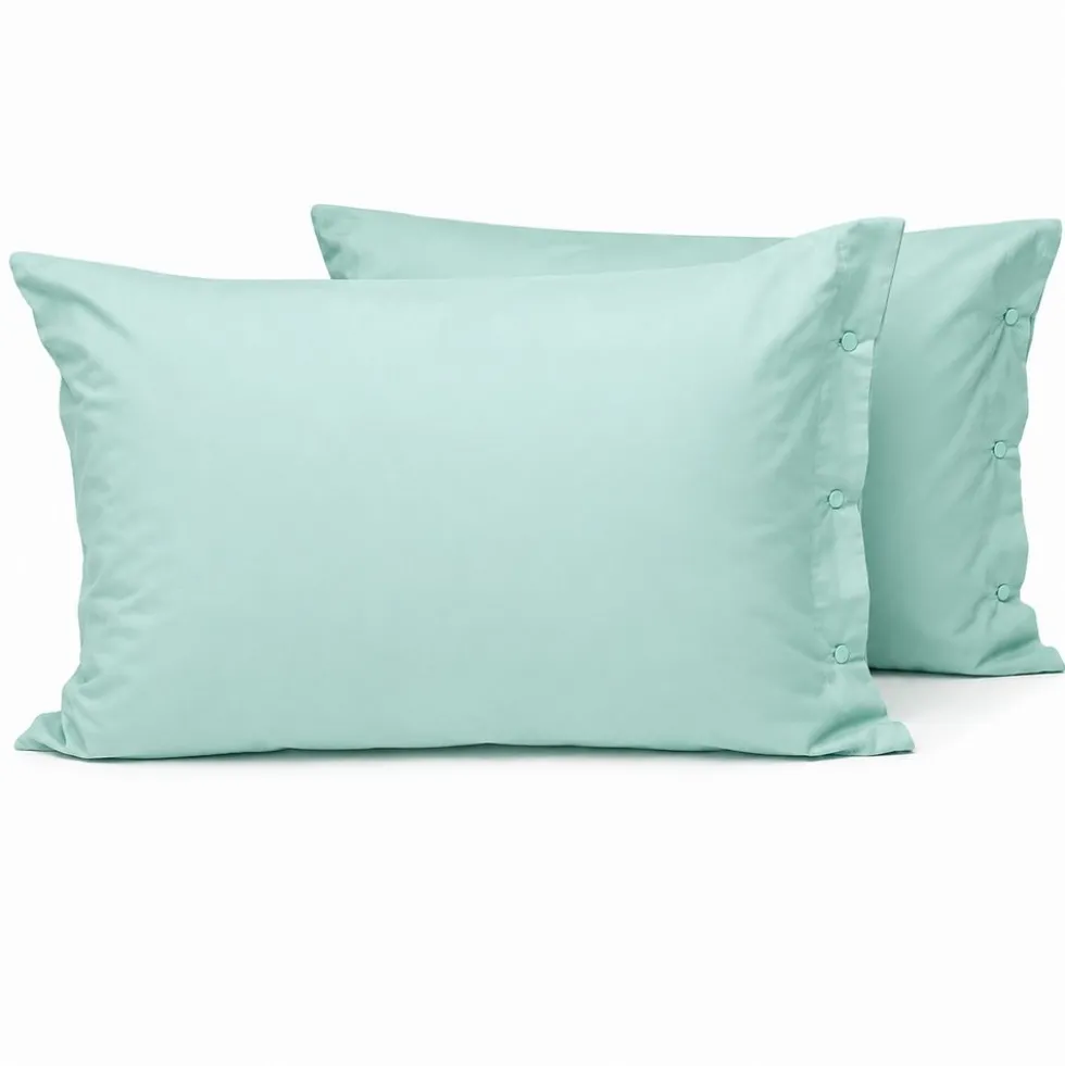 Completo Lenzuola Joli Federe con bottoni Verde acqua Matrimoniale