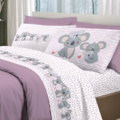 Completo Lenzuola Koala family rosa Matrimoniale