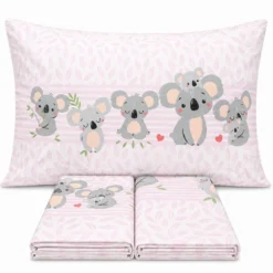 Completo Lenzuola Koala family rosa Matrimoniale