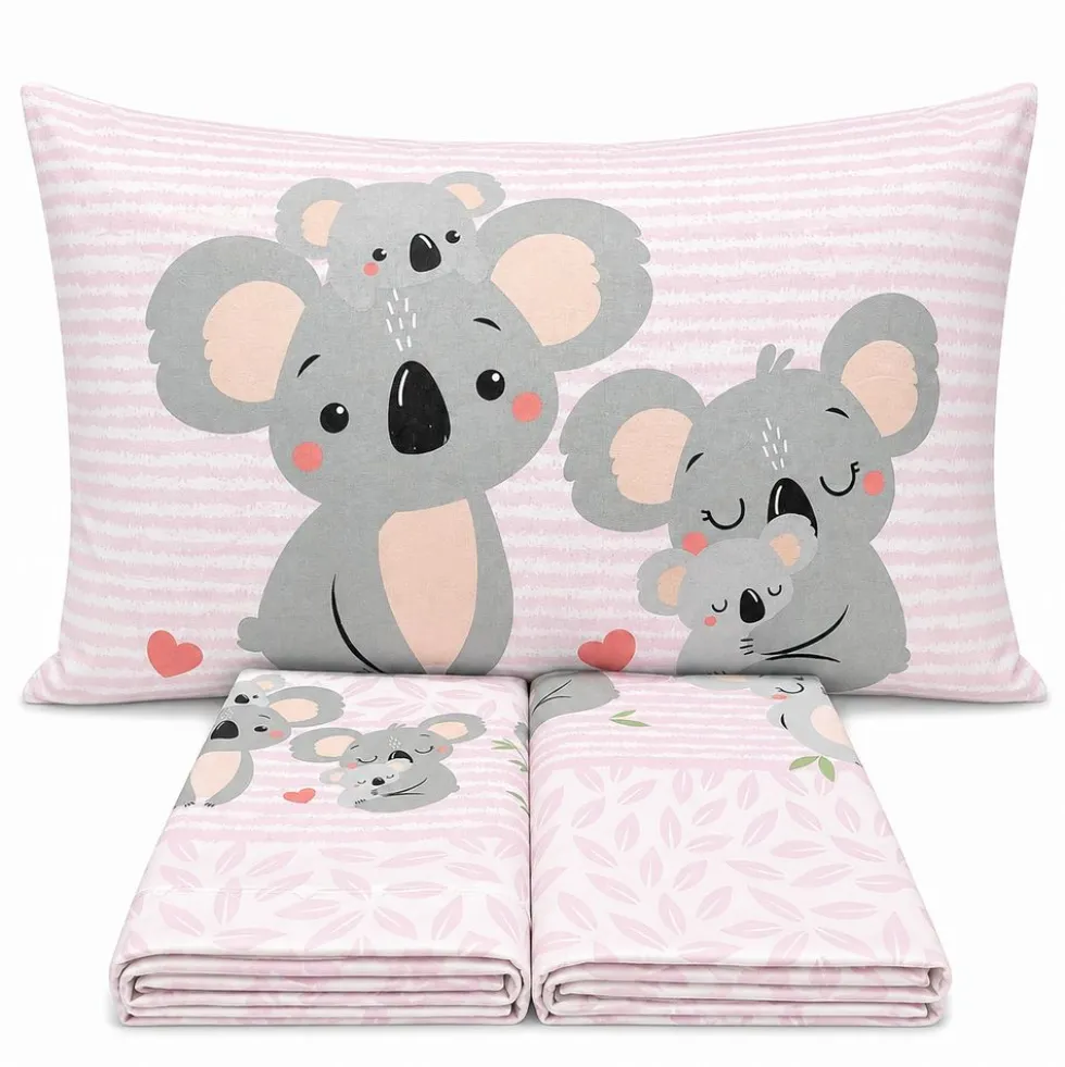 Completo Lenzuola Koala family rosa Singolo