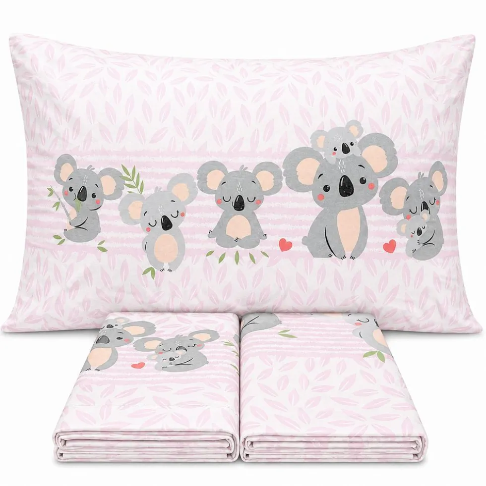 Completo Lenzuola Koala family rosa Singolo