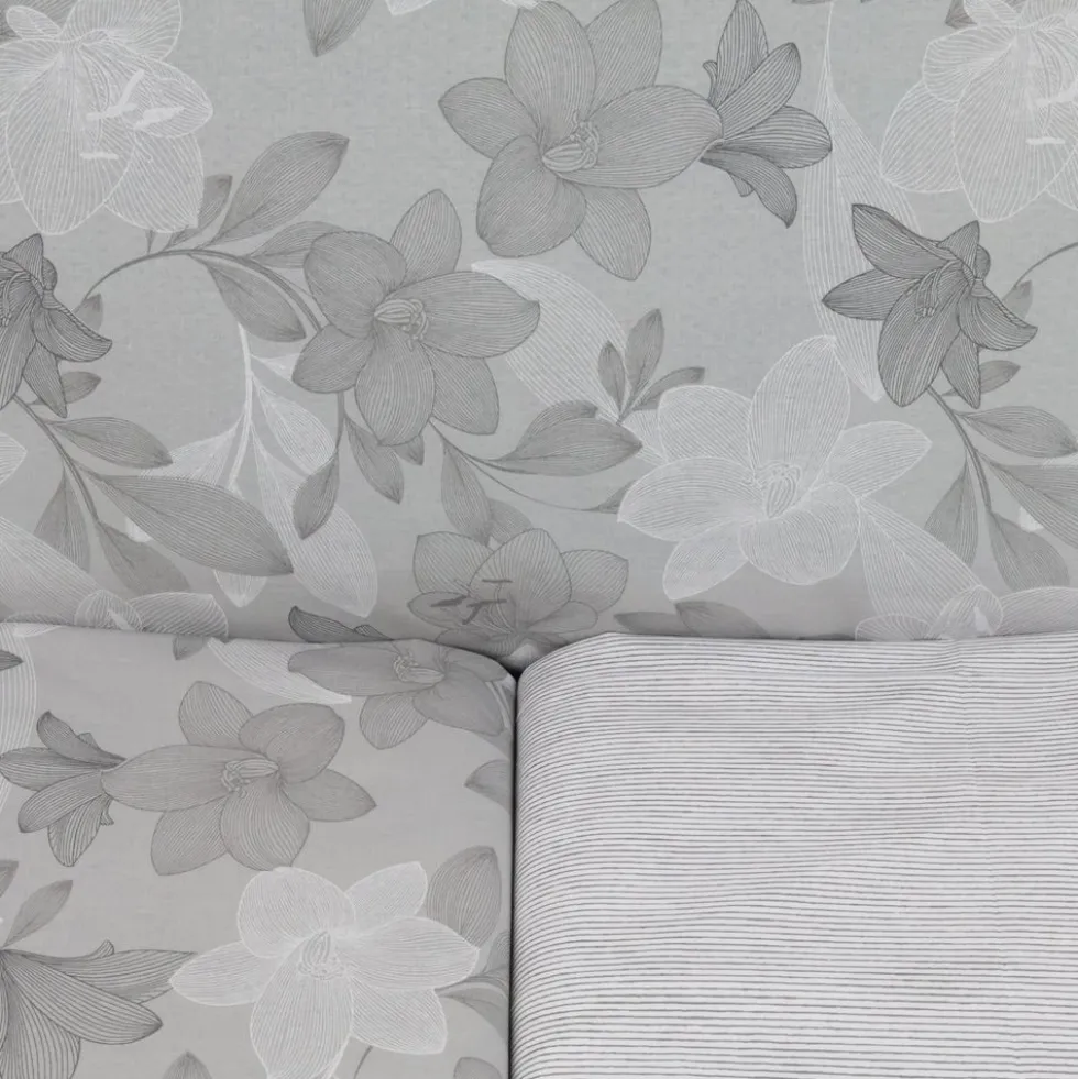 Completo Lenzuola Lilly Foglie Grigio Singolo