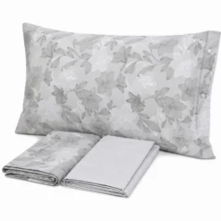 Completo Lenzuola Lilly Foglie Grigio Francese
