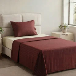 Completo Lenzuola Listra Bordeaux Singolo