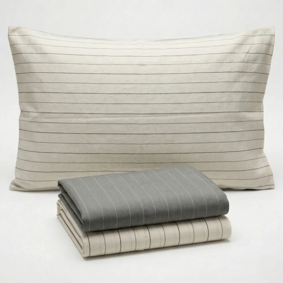 Completo Lenzuola Listra Grigio Singolo