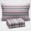 Completo Lenzuola Long riga rosa matrimoniale